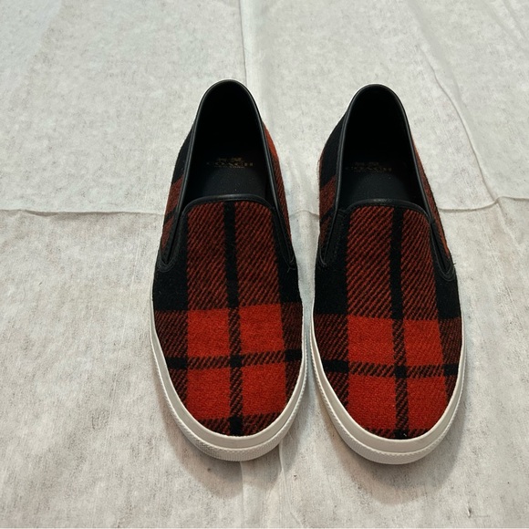 Coach Chrissy Wool Red & Black Slip-on Sneakers - Picture 3 of 5